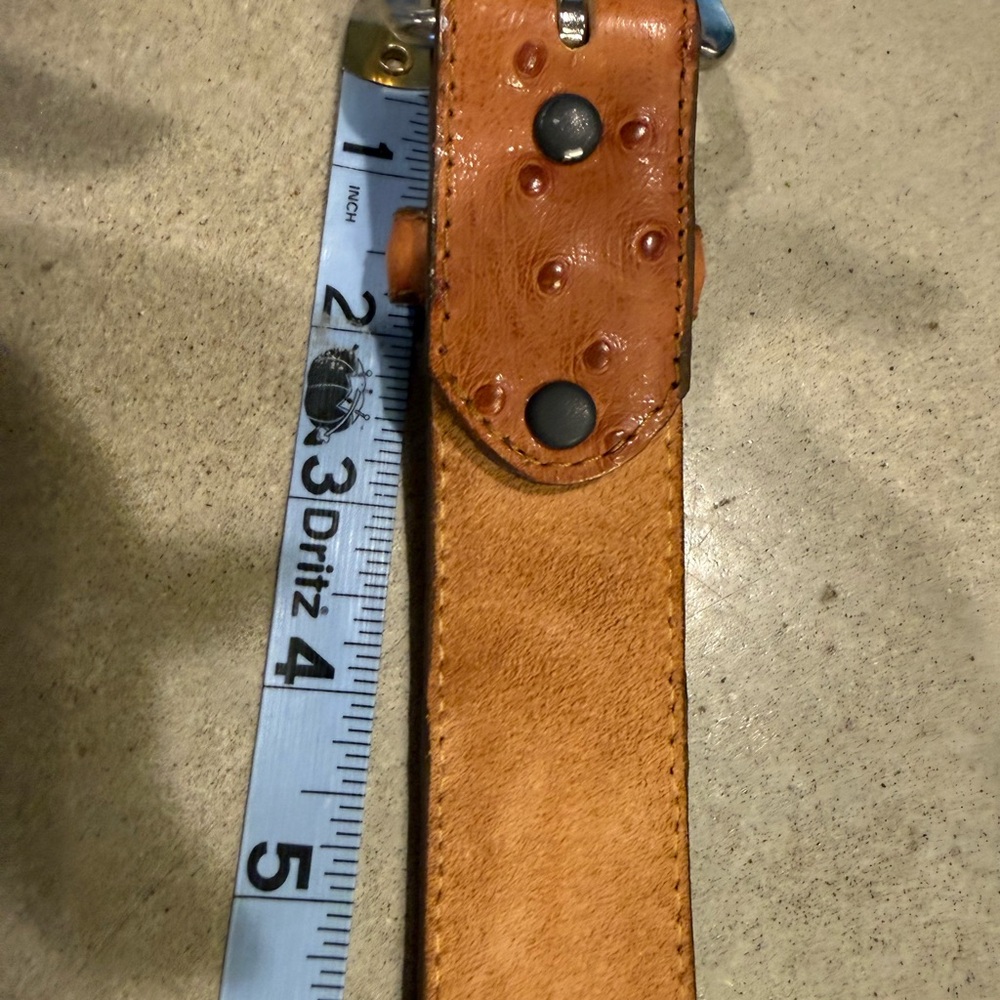 🍄 Ostrich Print Leather Belt Mens Size 34 - Picture 15 of 16